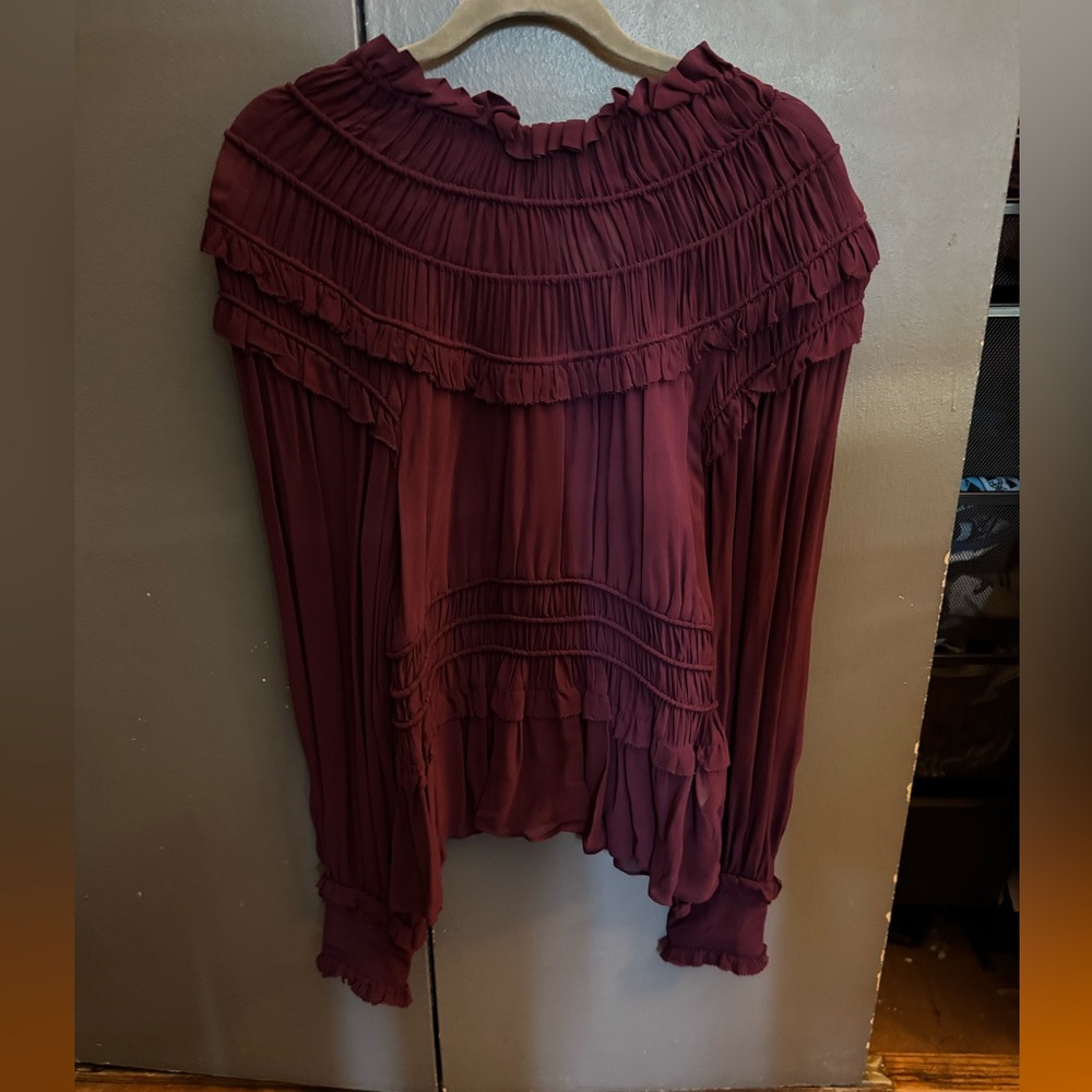 NWT FARM Rio Ruched Ruffled  Blouse